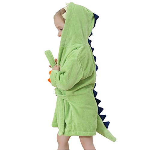 C-Young CA-BBSP03-S Kids Bath Robe Toddler Cotton Towel Animal Dinosaur Hooded Bathrobe cover