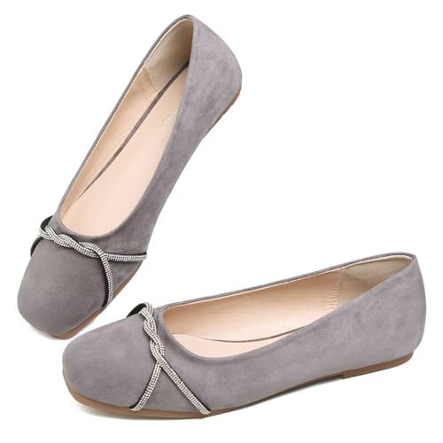 Image of TN TANGNEST Womens Casual Flats Chain Ballet Flats | Fashion Pointed Toe Rhinestone Flats, Comfort Slip On Dress Shoes for Business Work Office Wedding Party