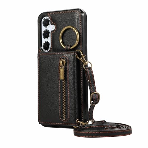 �N���X�{�f�B �W�b�p�[ �J�[�h �\���g �E�H���b�g ���U�[ �P�[�X Samsung�p Galaxy S25 Ultra S24 S23 Fe S22 Plus A55 A15 A36 A35 A16 �����O�J�o�[ (GalaxyS25�p/�u���b�N)