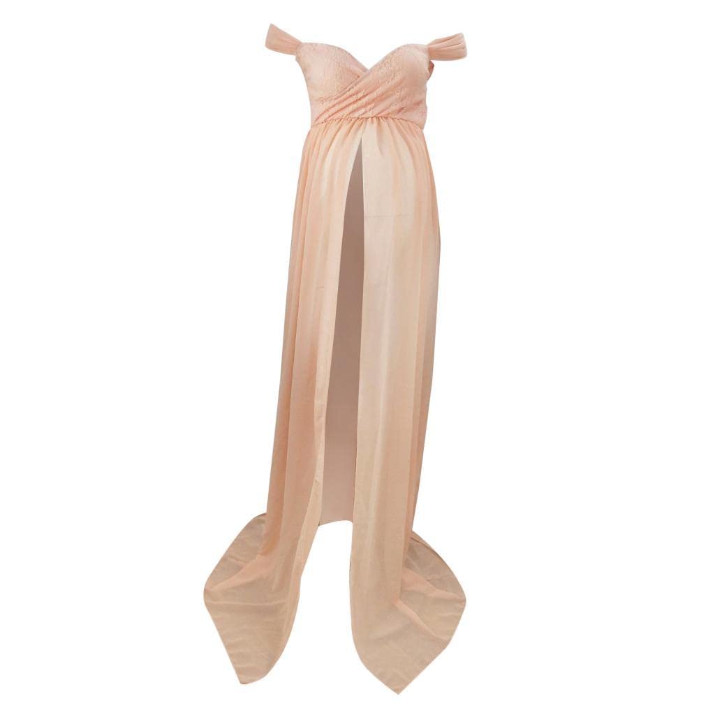 Photography Maternity Dress Off Shoulder Long Maxi Dress Prop Pink L-image-49