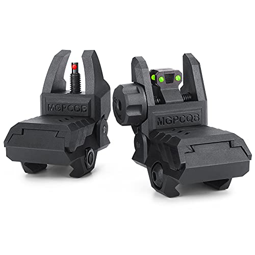 Aecktech Fiber Optic Sights,with Green and Red Full Fiber Optics Dots Polymer Fiber Optics Sights Front and Rear Backup Sights (Black-2)