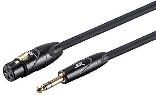 Monoprice Cabo XLR fêmea fêmea de 91 cm TRS macho 16 AWG (banhado a ouro)