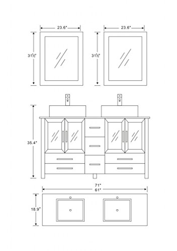 MTD Vanities Malta-61 Malta Double Sink Bathroom Vanity Set, 61", White