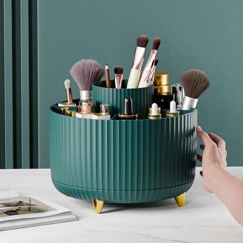 Image of fanado 360 Rotate Makeup Brush Holder Organizer, Makeup Organizers Countertop, Makeup organization and Skincare Storage for Vanity, Desktop, Bathroom (Green)