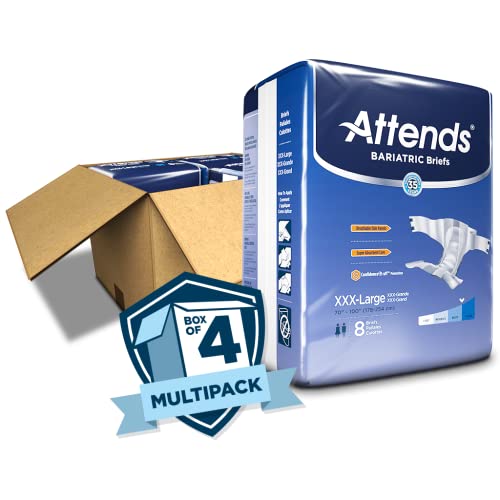 Attends Bariatric Briefs With Tabs For Adult Incontinence Care With Confidencecuff Protection, Ultimate Absorbency, Xxx-Large, 8-Count (X4) #TOP2