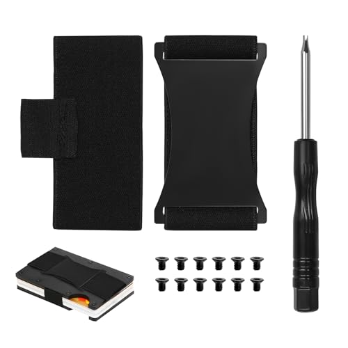 RDHNQOZE Wallet Repair Kit for Metal Wallet, Elastic Cash Strap Replacement with Screws & Screwdriver, Replacement Screw Kit for Minimalist Card Holder Wallet, Slim EDC Wallet Parts Kit, Black