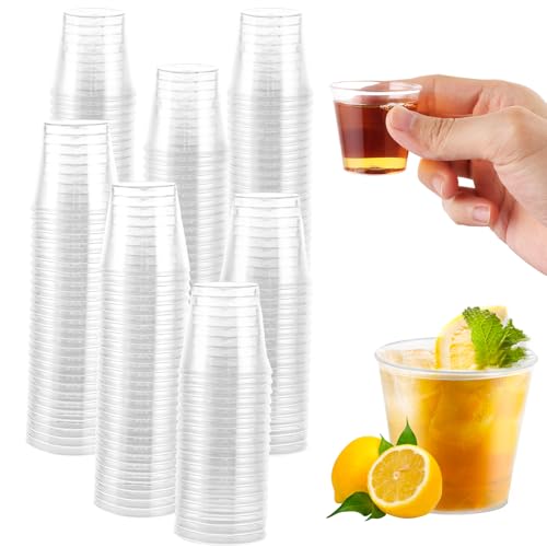 MUXHEL 500 vasos de chupito de plástico, 3 cl/30 ml, vasos de chupito, vasos de plástico reutilizables, vasos de plástico reutilizables, vasos de chupito de material PS, accesorios para fiestas,