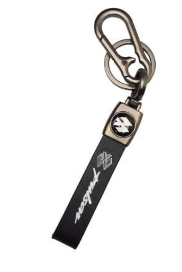 Silverline Stylish Leather Stripe Keychain Keyrings for Bajaj Pulsar bike Leather-image-1