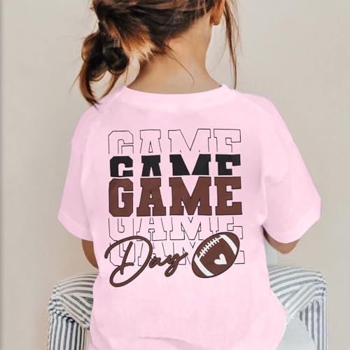 Image of Toddler Game Day Shirt Football Sunday Tshirt for Girls Boys Rugby Athletic Outfit Kids Sports Fans Top 2-8T