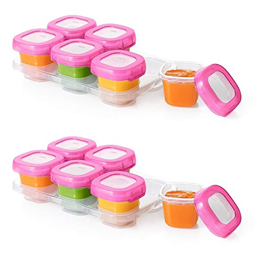 Image of OXO Tot Baby Blocks Freezer Storage Containers, Pink, 2 Ounce Set of 12