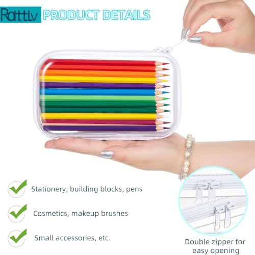 Image of 7.8x4 inch Thickened Clear Hard Shell Zipper Case，Professional-Grade Plastic Clear Zipper Pencil Case, Toiletry Pouch, Travel Organizer, Cosmetic Bag, Toy Storage Bins (1PCS-M)