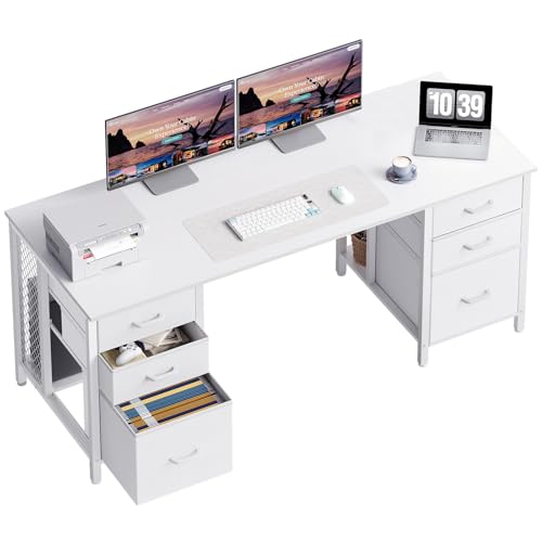 ODK 63-Inch White Office Desk with 6 Drawers