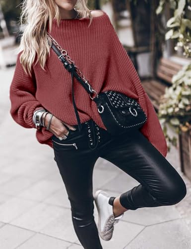 Image of Womens Oversized Sweaters Loose Solid Casual Long Sleeve Mock Neck Knitted Jumper Tops