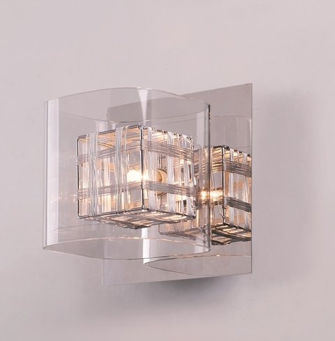 Avignon Glass/Weaved Wire Cube Wall Light