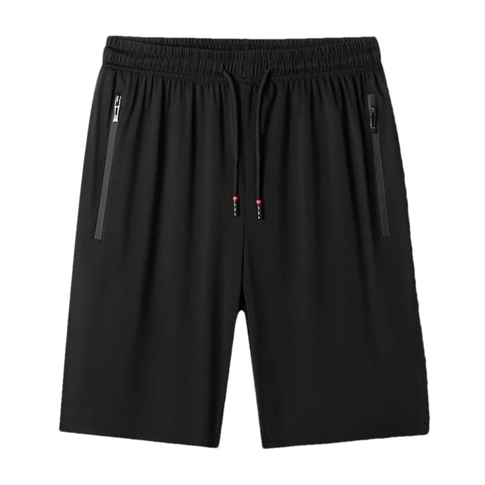 Mens Casual Shorts Sport Workout Short Pants Elastic Waist Lighweight Shorts with Zipper Pockets