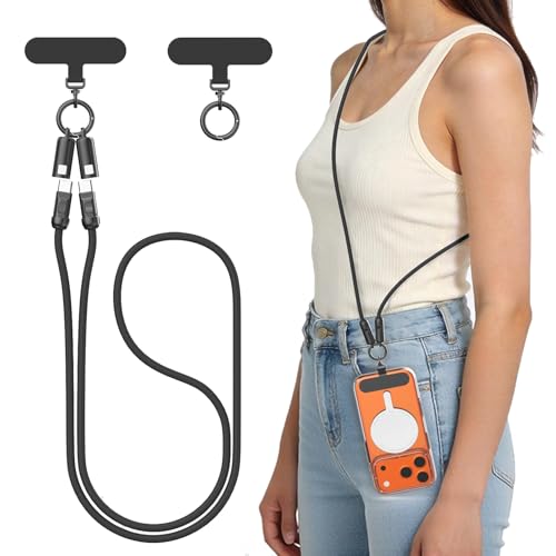VISAGLOR Phone Lanyard USB C Cable PD240W USB C to USB C Cables Cell Phone Strap Universal Cell Phone Neck lanyard for 1Phone17/16 Samsung Galaxy Google Pixel(3.9ft)