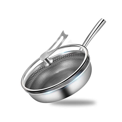 LZL Sartén 24cm del hogar sartén Antiadherente sin Humo Wok Cocina Que Cocina la Cacerola Cubierta de Cristal de Mango Largo Cocina de Gas Universal Utensilios de Cocina Sartén Antiadherente