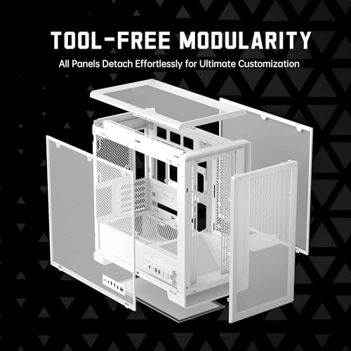Image of GOLDEN FIELD WindChaser Computer Case Micro ATX Mid Tower Chassis - Fully Mesh Panel with Tool-Free Design, 360mm Radiator | 180mm CPU Cooler | 410mm GPU | USB3.0 | Type-C, Gaming PC Case -White