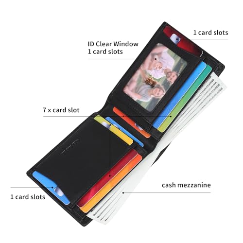 Wallet for Men-Genuine Leather RFID Blocking Bifold Stylish Wallet With 1 ID Window2