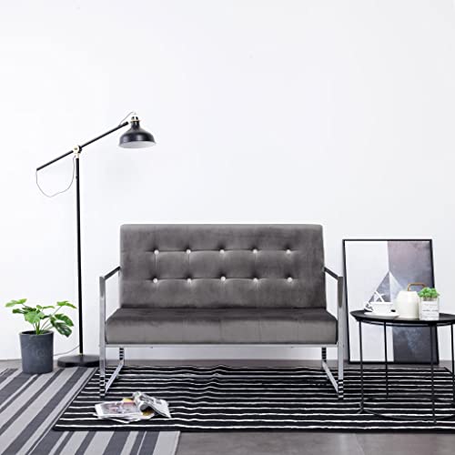 Mhdvray Dark Grey Velvet Loveseat 30.7 x 44.9 x 12.6