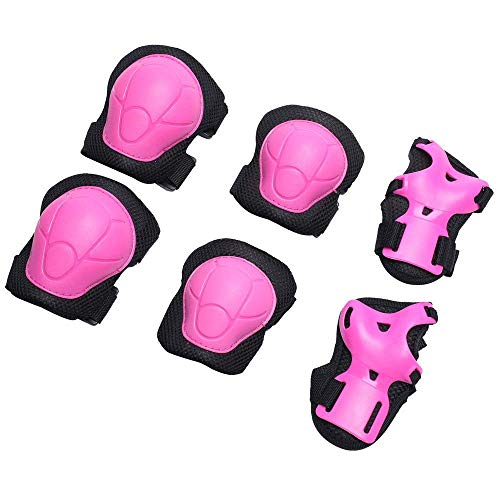 eNilecor Kid's Knee Pads Elbow Pads Wrist Guards for Skateboarding Cycling Inline Skating Roller Blading Protective Gear Pack of 6 (Hot Pink/Black, S)