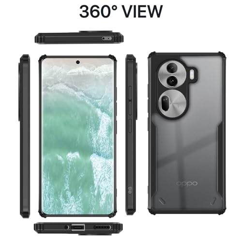 Image of Pikkme Back Cover for Oppo Reno 11 Pro 5G | Ultra Hybrid Shockproof Case | Full Camera Protection | Raised Edges | Clear Transparent Bumper Case (Black)