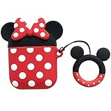 iFiLOVE Airpods Case, Cute Cartoon Airpods Cover, Minnie Mouse Soft Silicone Shockproof Protective Case Cover Skin with Ring Buckle Holder for Apple Airpods 1 & 2 Charging Case(#2)