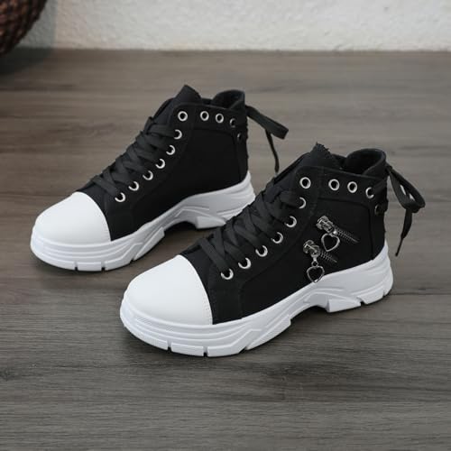 Ulalaza Women's Fashion Sneakers White Shoes Comfortable Breathable Casual Platform Sneakers Low Top Lace Up Footwer for Walking Running Wedding2