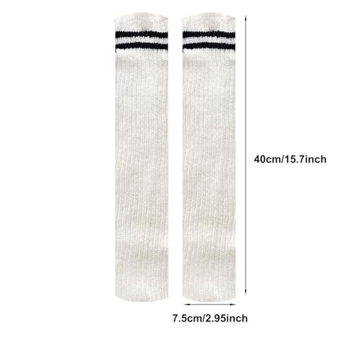 Image of Womens Knit Long Socks Leg Warmers,Japanese Kawaii Winter Boot Socks for 80s Eighty's Party Sports Yoga, 2 Pairs (Whitex2)