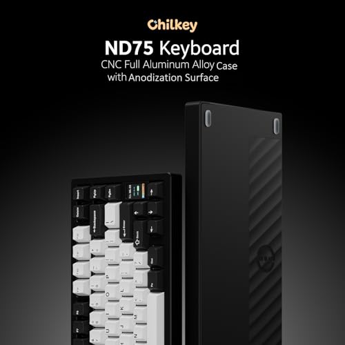 Image of Chilkey ND75 Aluminum Keyboard 75% Percent Wireless Gaming Mechanical Keyboard with LCD Screen, Quick Assembly, BT /2.4G /USB-C, Hot Swappable Per-key RGB Custom Black Keyboard for Windows, MacOS