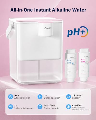 Image of Frizzlife MD40 Alkaline Electric Water Filter Dispenser, 18-Cup | NSF /ANSI Certified, 400-Gallon, Alkaline Mineral Water, Countertop Rechargeable Instant System, 6 Months Filter Life Pitcher