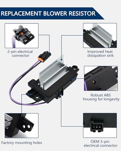 Image of 4P1516 AC Blower Motor Resistor Blower Control Module for Chevrolet Silverado 1500 2003-2007,for GMC Sierra Envoy Yukon,for Cadillac Escalade HVAC Blower Motor Resistor 15-80567 89018778 52495874