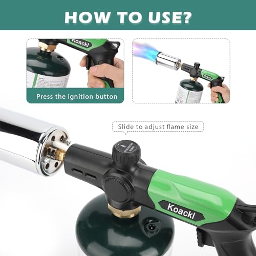 Koackl Propane Torch Head, Kitchen Blow Torch Gun, Campfire Charcoal Starter, Grill Torch with Igniter, Adjustable Flame for Cooking, Soldering(Propane Tank Not Included) - Thumbnail 2