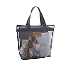 Mesh Bag Shower Caddy Tote Bag with Mesh Shoe Bag,Quick Dry Tote Bath Portable Bag,Hanging Bath Organizer for College Dorm,Beach, Gym, Swimming, Yoga and Travel (Gray)