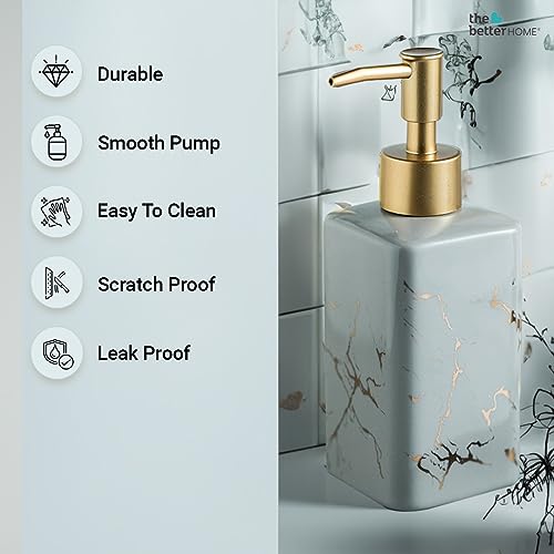 Image of The Better Home 320ml Dispenser Bottle - Grey | Ceramic Liquid Dispenser for Kitchen, Wash-Basin, and Bathroom | Ideal for Shampoo, Hand Wash, Sanitizer, Lotion, and More