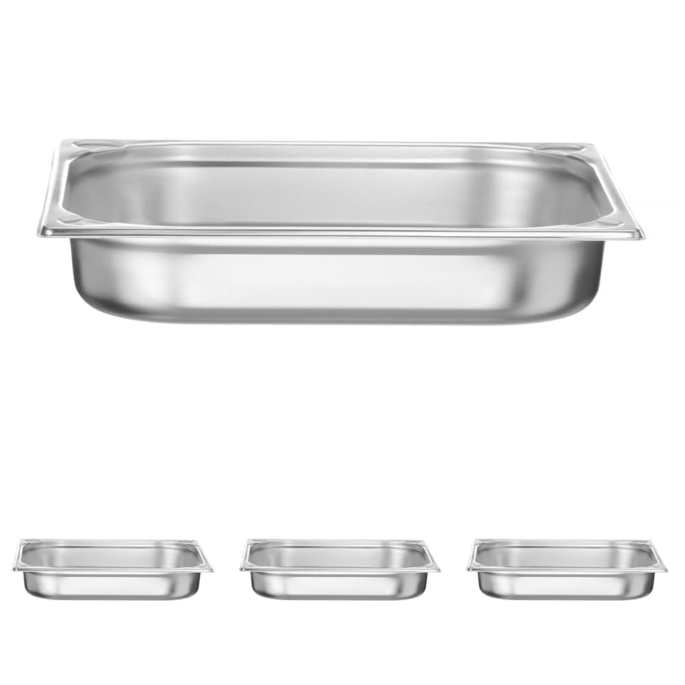 HENDI Gastronormbehälter, mit verstärkten Ecken, geeignet für Chafing Dishes, Bain-marie, Backöfen, Gefrierschränke, temperaturbeständig von -40° bis 250°C, 5L, GN 2/3, 354x325x(H) 65mm, Edelstahl