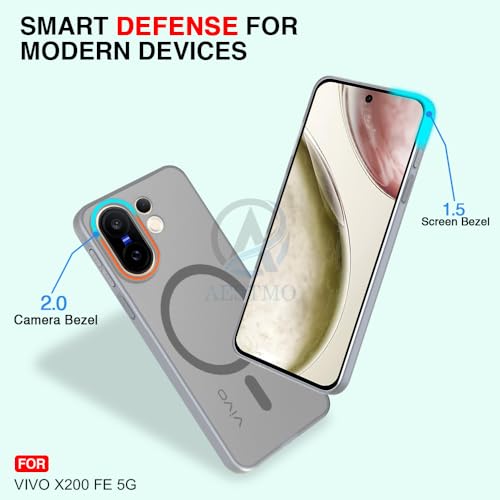 Image of AESTMO Vivo X200 FE 5G Back Cover | Slim Hard Shell | Matte Frosted Hard Back Translucent Back Cover for Vivo X200 FE 5G (Compatible with MagSafe Accessories, Grey)