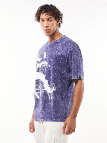 Image of Bewakoof X Marvel Venom Men's 100% Cotton Graphic Print Oversized Fit Half Sleeve Round Neck T-Shirt | Casual Wear | Street Wear | Oversized t Shirt for Men Cotton | Baggy
