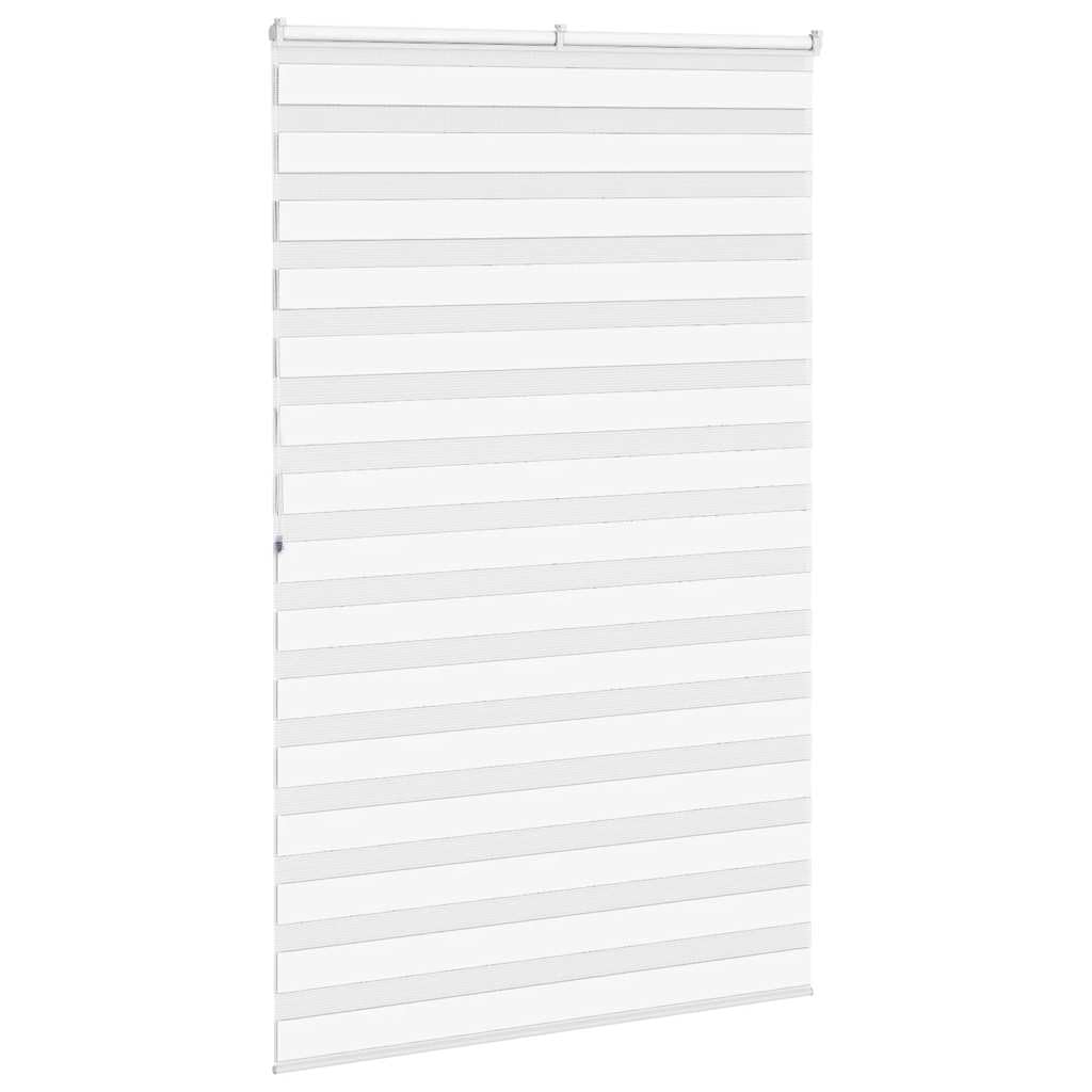 Rollo Zebra, Weiß, 140 x 200 cm, Polyester | Doppelschichtig, transparent und blickdicht, Lichtsteuerung, Wandmontage oder Fenster, Kindersicherung