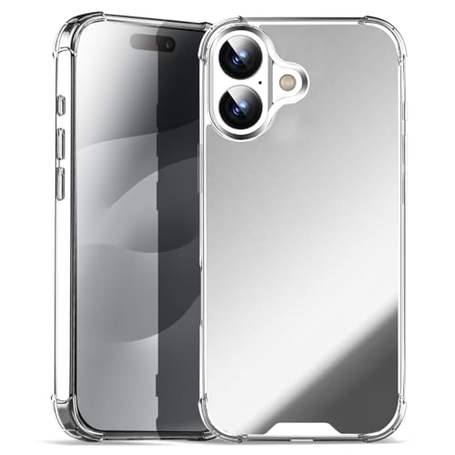 AICase Mirror Case Compatible with iPhone 17 for Girls Women Makeup, Cute Glossy Hard Mirror Back+Clear Soft TPU Bumper Slim Fit Anti-Drop Shockproof Protective Phone Cover