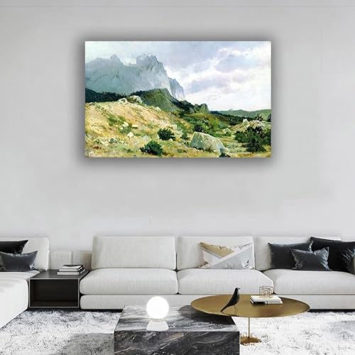 ytonghao Ivan Shishkin Il paesaggio roccioso Tela Arte murale Riproduzioni di dipinti a olio Opere d'arte astratte Poster per la decorazione della casa 50x70cm Senza cornice
