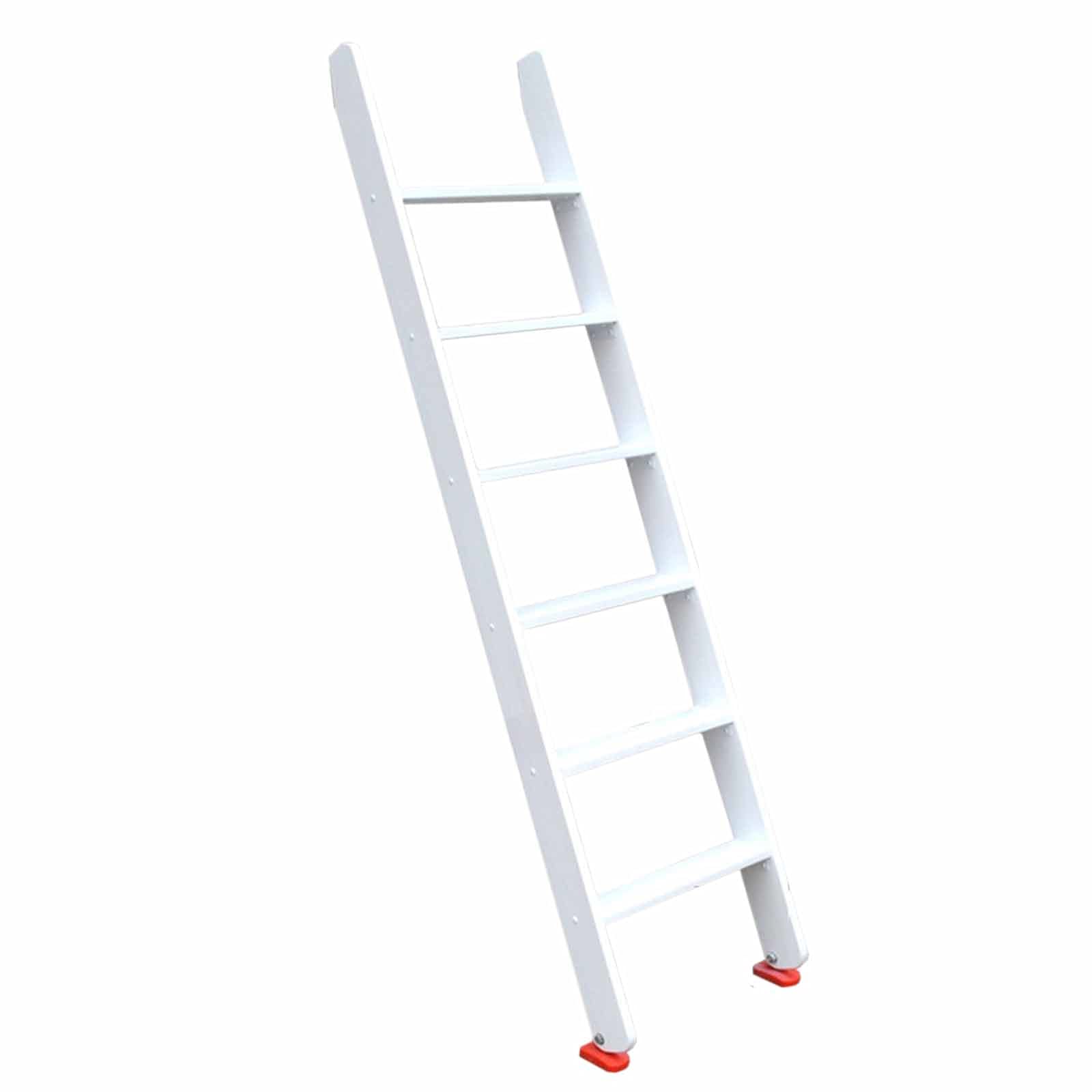 Escalera de litera blanca de madera de 60 pulgadas antideslizante con ganchos