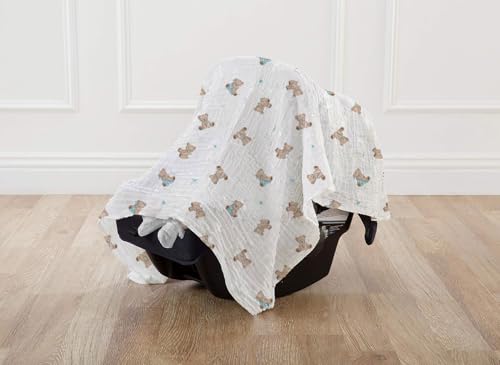 Image of American Baby Company 2-Pack 100% Cotton Muslin Swaddle Blanket (47 inch x 47 inch), Soft, Breathable & Lightweight, Teddy Bear, Perfect for Swaddling, Travel and Gifting