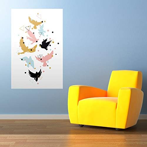 Walls By Me - Peel and Stick Poster Print Blue and White Birds Wall Art 8708-8in x 12in (20x31cm) -, Repositionable and Removable - Unframed