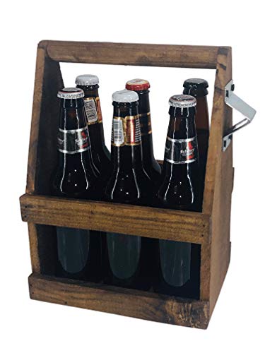 Hieleras, Outdoors Madera Porta Cervezas o Bebidas para 6 Botellas, Elegante y Funcional, Six Pack - Contenedor de Oscura, Perfecto Detalle para Regalar