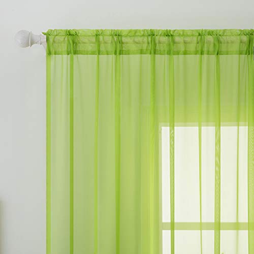 MIULEE 2 Panels Solid Color Sheer Window Curtains Smooth Elegant Window Voile Panels/Drapes/Treatment for Bedroom Living Room Light Green 55" Wx88 L, Rod Pocket - Cosy Home Interiors MIULEE 2 Panels Solid Color Sheer Window Curtains Smooth Elegant Window Voile Panels/Drapes/Treatment for Bedroom Living Room Light Green 55" Wx88 L, Rod Pocket - Image 2
