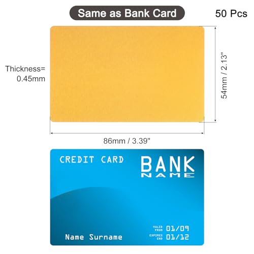 Cartes de visite vierges en métal anodisé or 86x54mm de haute précision
