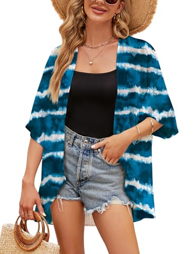 Image of Chunoy Women Short Sleeve Chiffon Kimono Beach Swimsuit Cover Up