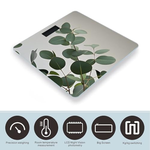 Báscula digital para baño con hojas de eucalipto miniatura 3