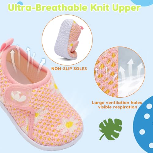 Image of FEETCITY Baby Boys Girls First Walking Shoes Infant Sneakers Crib Shoes Breathable Lightweight Slip On Shoes